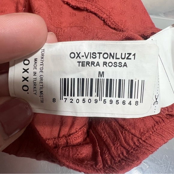 OXXO Burnt Orange Crepe Bell Sleeve Shirt Top Terra Rosa Coastal Cowgirl Sz Med - Picture 11 of 12